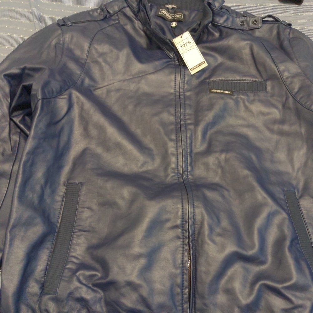 Blue faux members only jacket